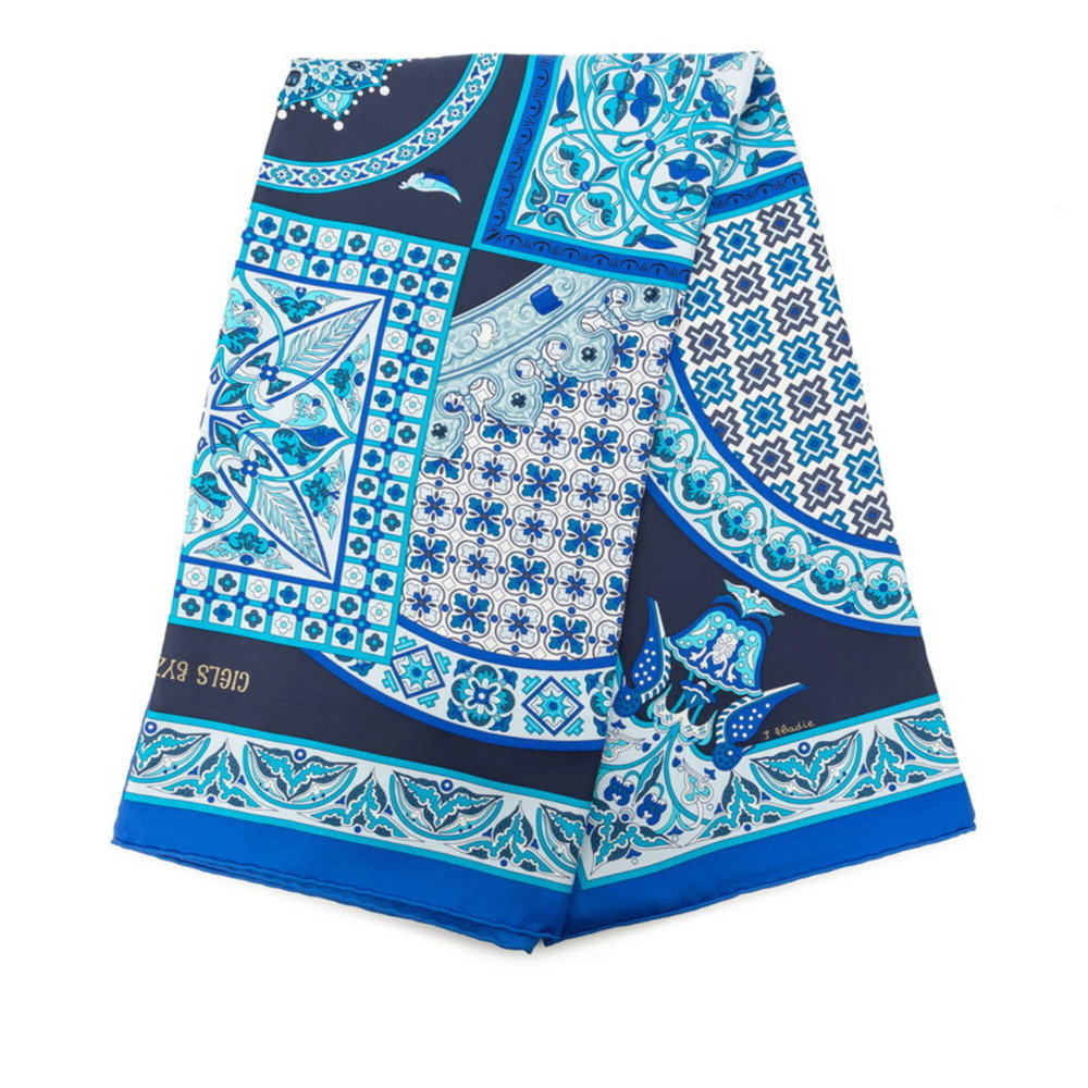 HERMES Blue Silk Scarf - Picture 2 of 9